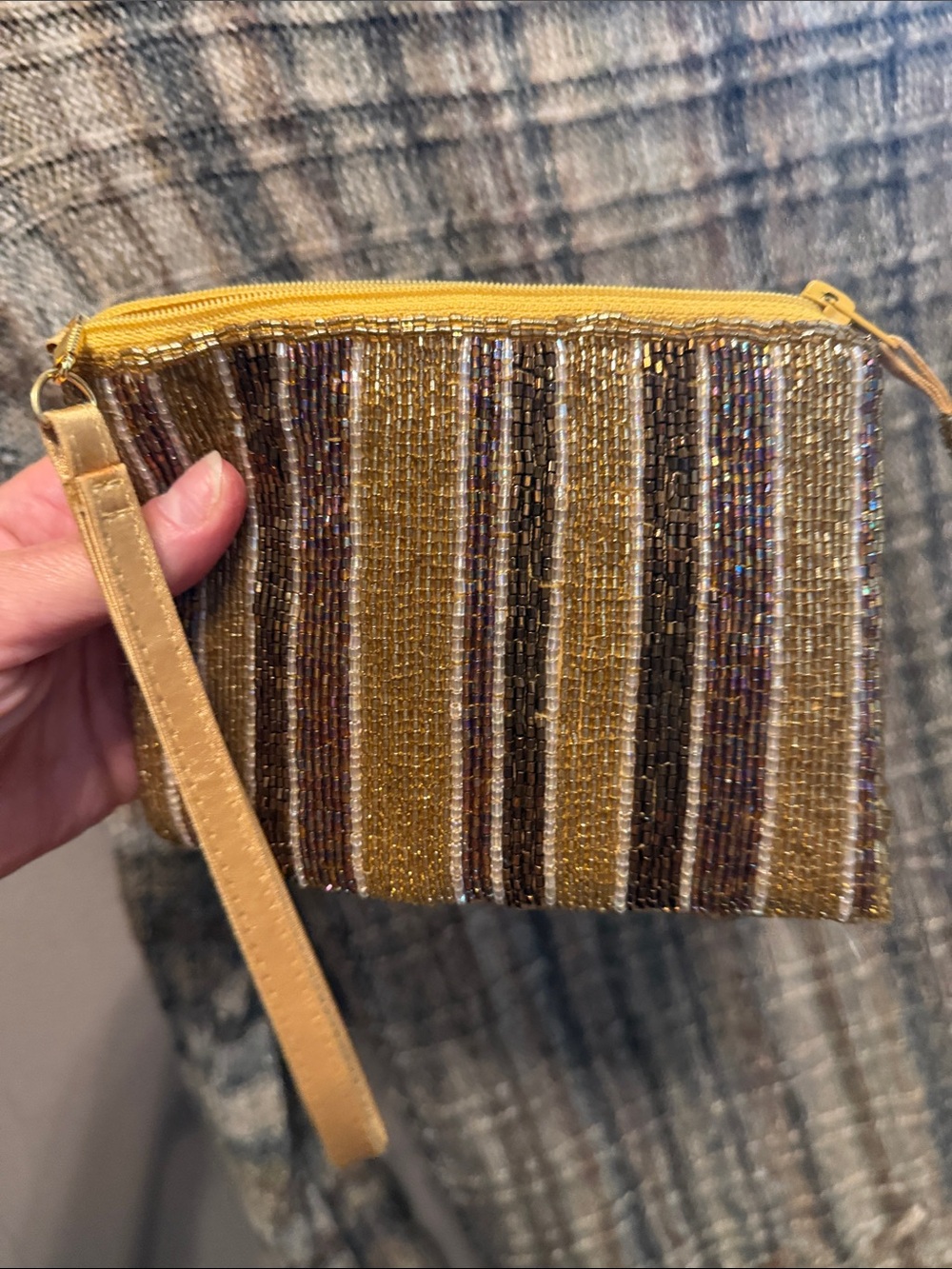 Amanda Smith ~ Vintage Gold Beaded Wristlet Clutch